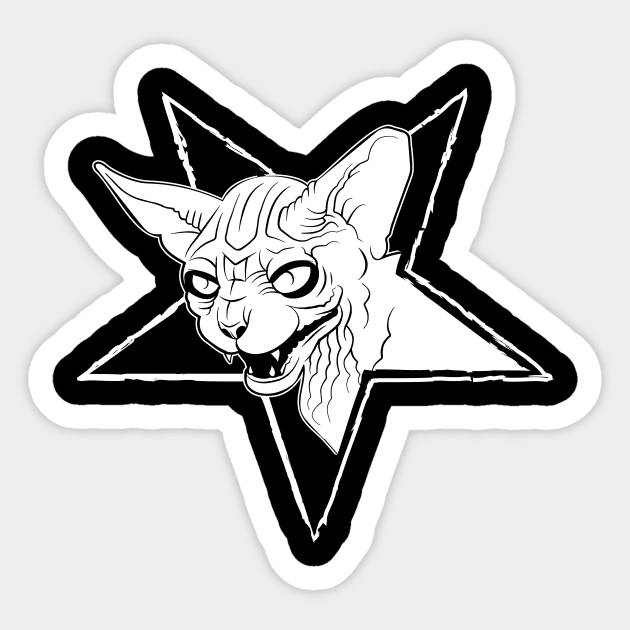 Sphynx Cat for Metalhead, Goth, Occultist, Satanist, Witch Sticker by RYSHU 